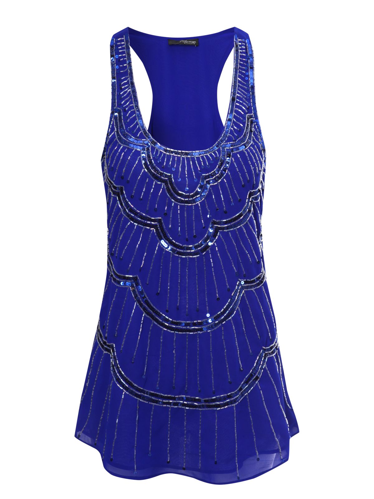 Jane Norman Sequin Paradise Vest Top in Blue | Lyst