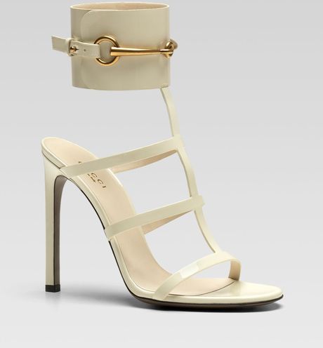 Gucci Ursula Cage High Heel Sandal in White | Lyst