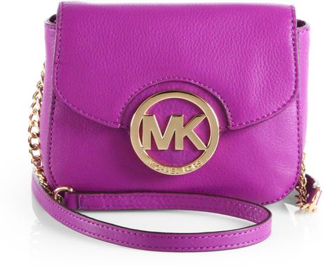 Michael Michael Kors Small Leather Crossbody Bag in Purple (POMEGRANATE) | Lyst