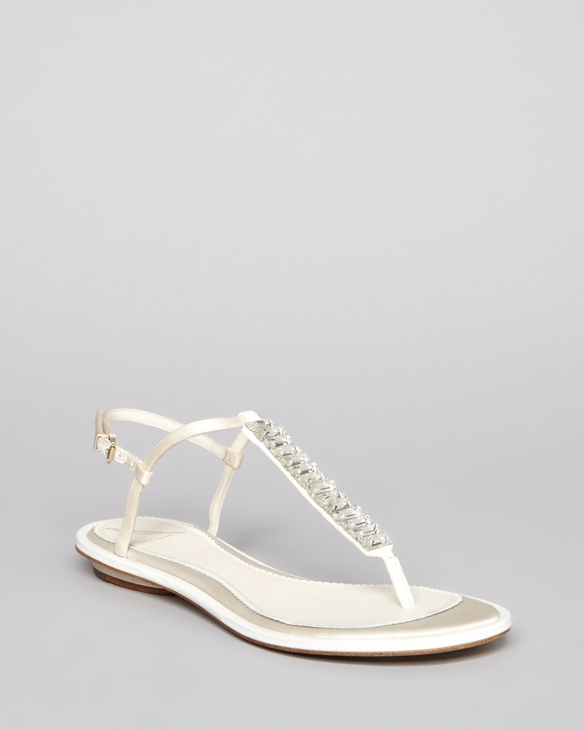 Brian Atwood Sandals Callas Jeweled Tstrap in White | Lyst