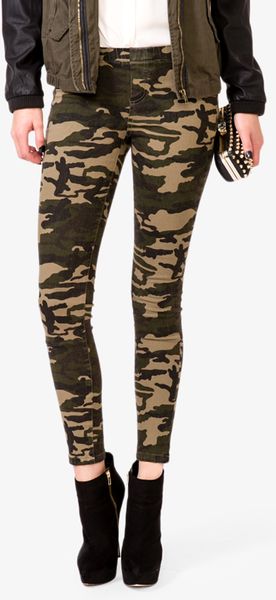 Forever 21 Stretchy Camo Pants in Green (Dark olivetaupe) | Lyst