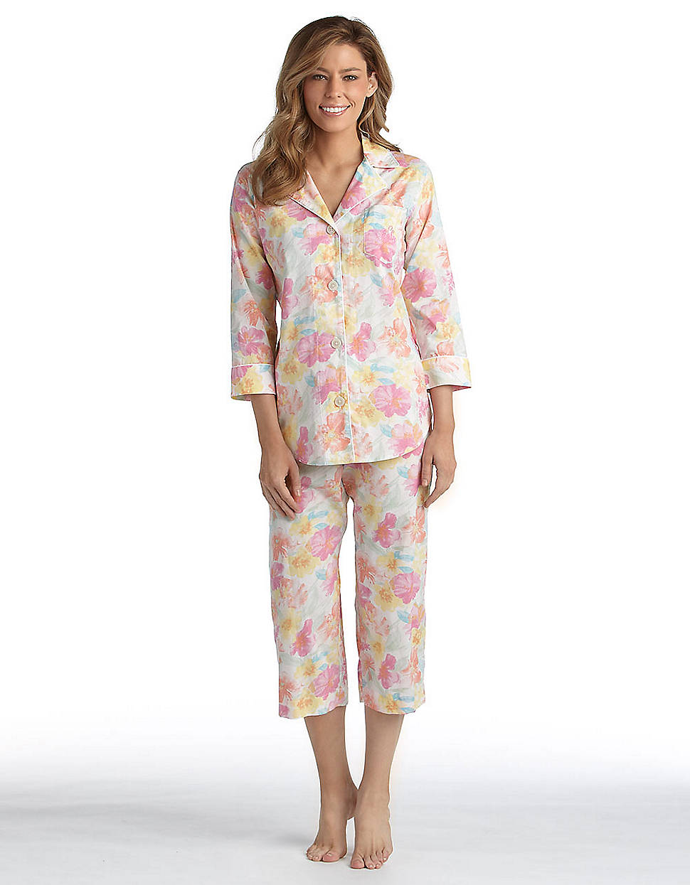 Lauren By Ralph Lauren Twopiece Floral Print Pajama Set in Multicolor