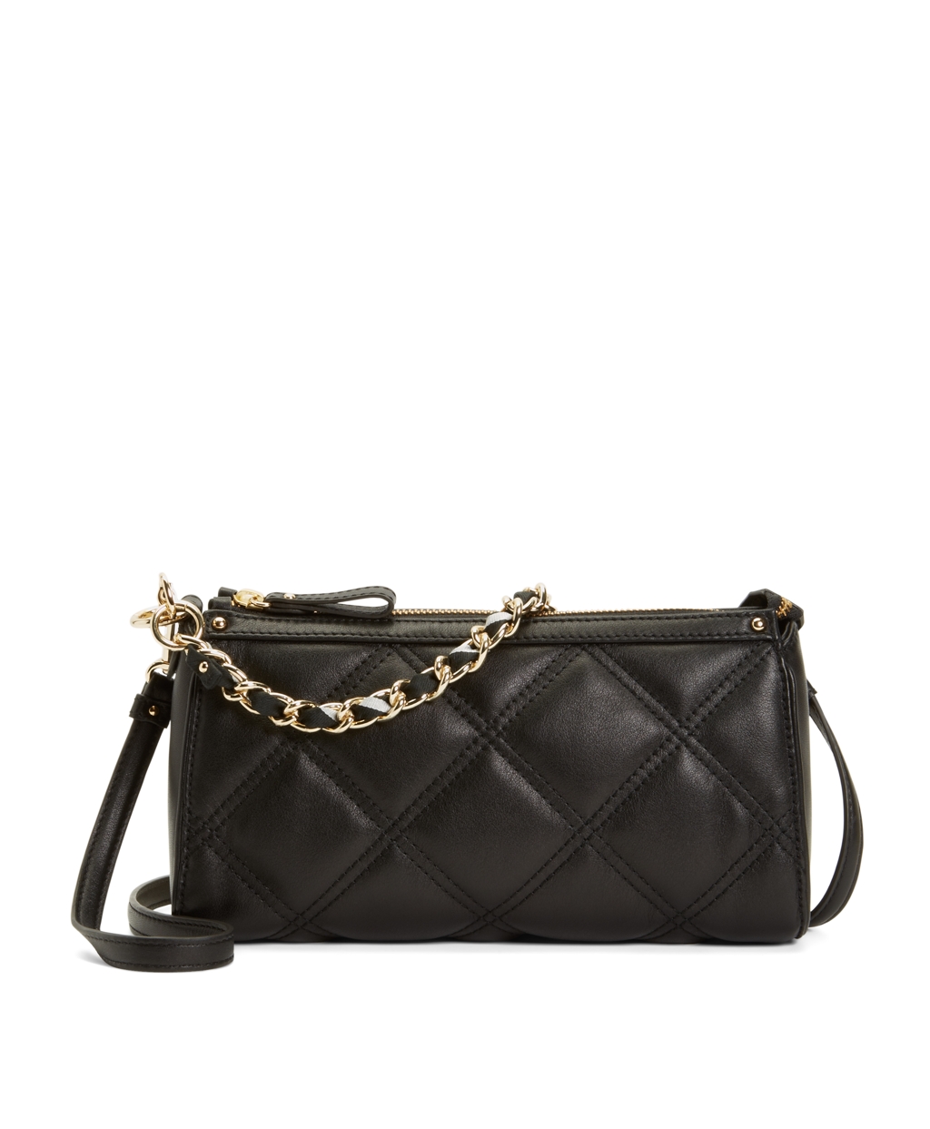 Brooks Brothers Quilted Calfskin Small Crossbody Bag in Black (Black-White) | Lyst