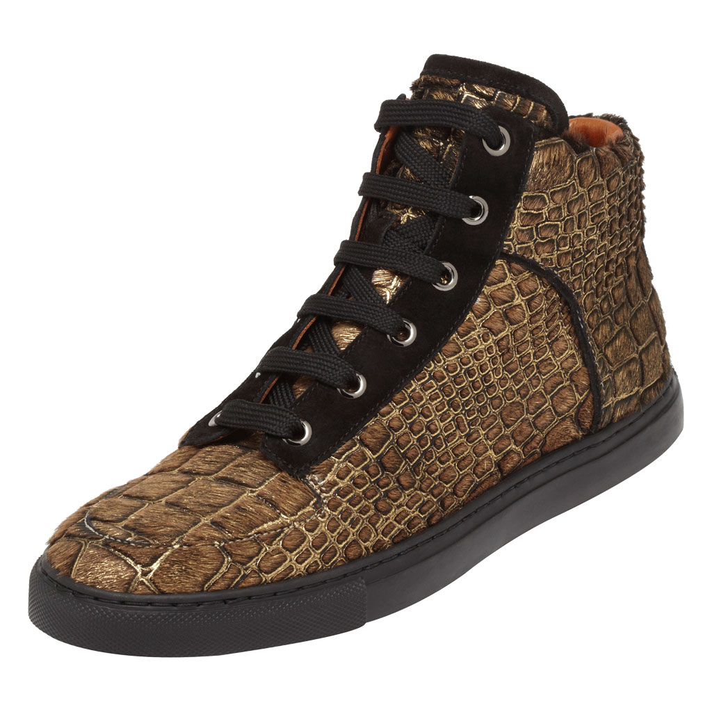 irving crocodile embossed leather sneaker