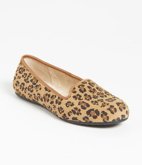 beige studded flats