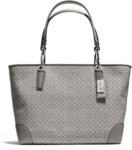 coach silver tote