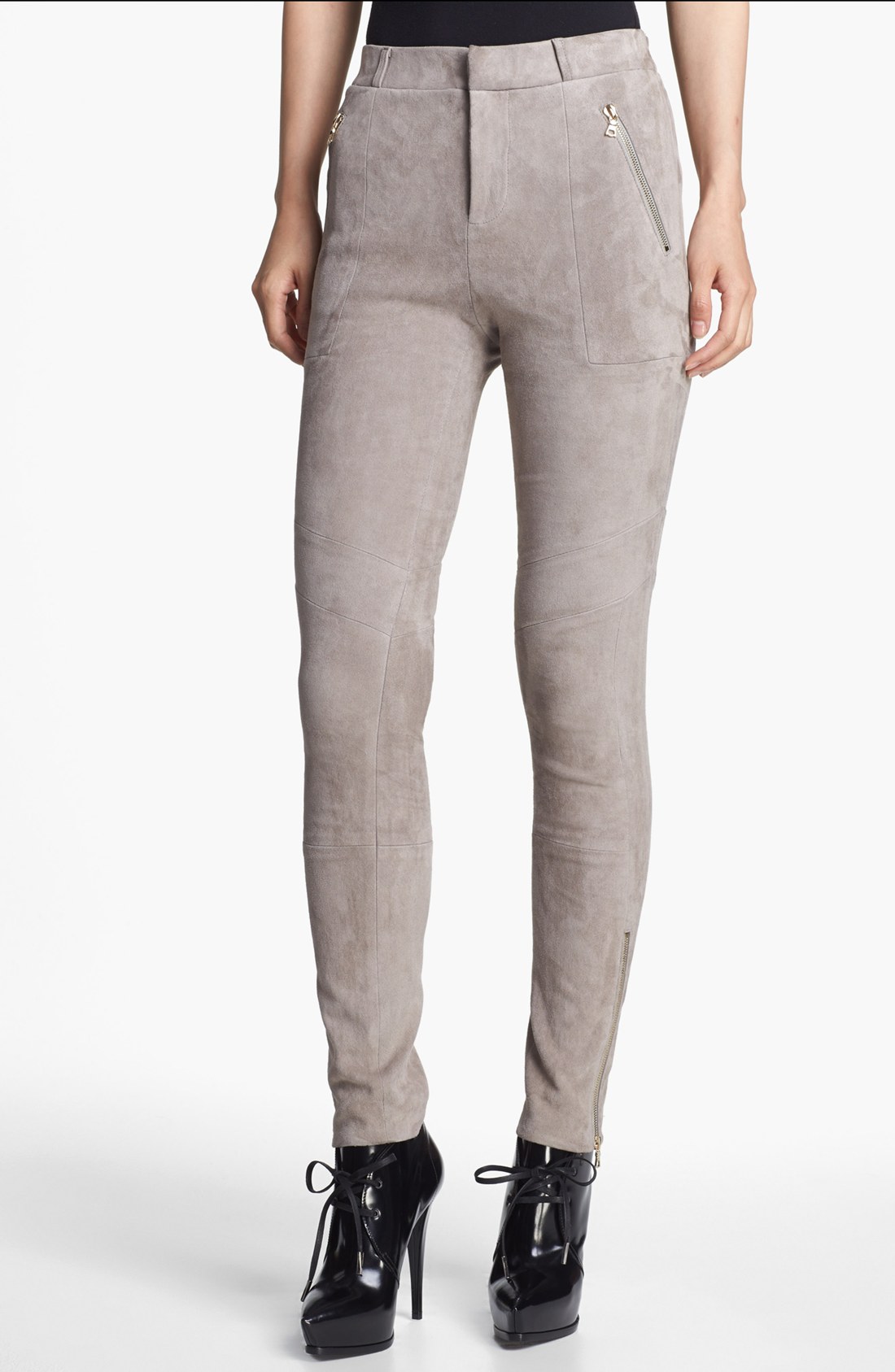 J Brand Astrid Stretch Suede Pants in Gray (Dove) Lyst