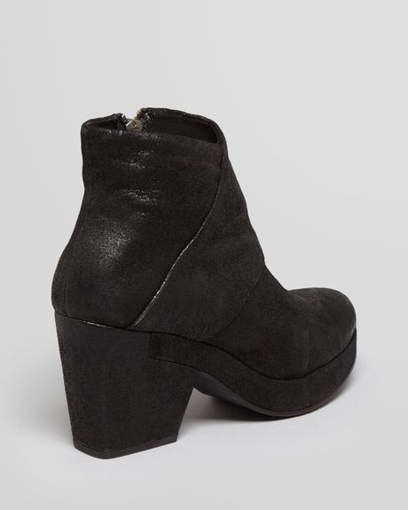 Eileen Fisher Platform Booties Coax in Black (Black Crackled