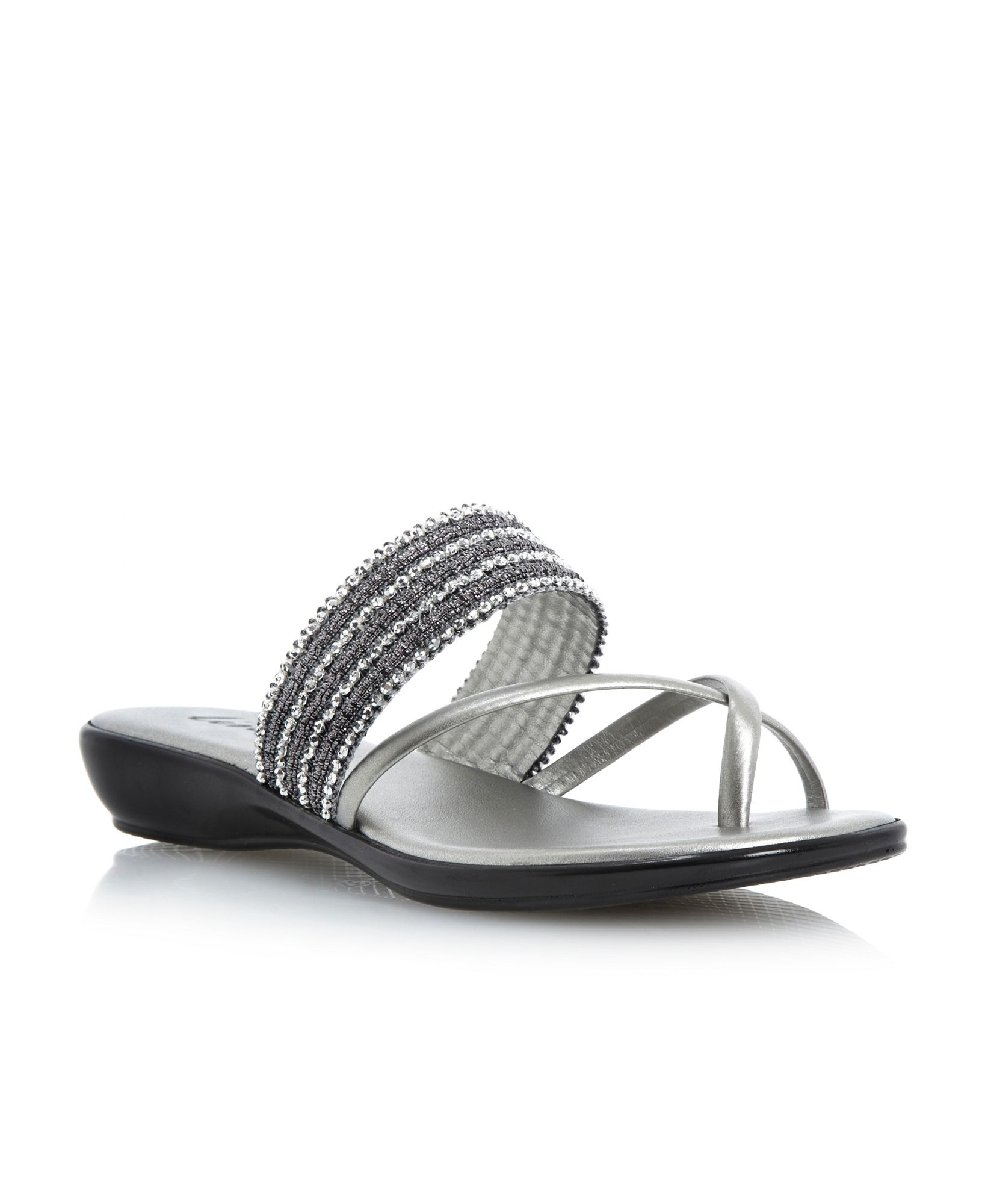 pewter flat sandals