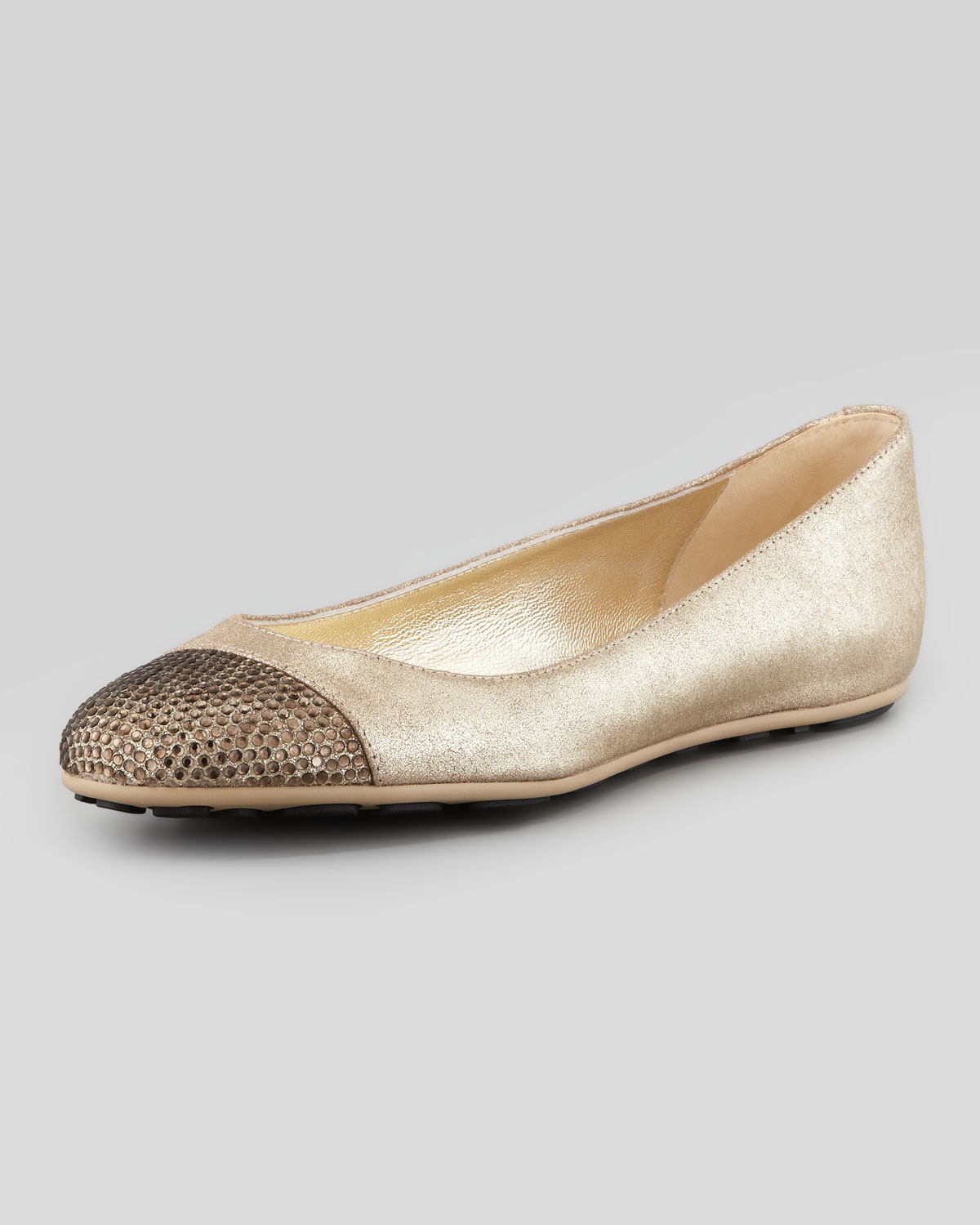 jimmy choo gold ballet flats