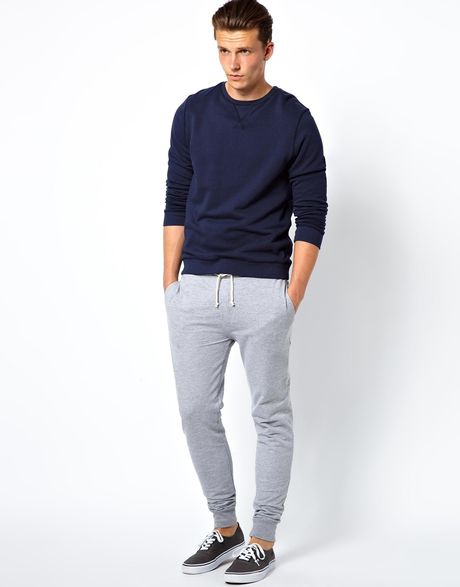 Asos Skinny Joggers With Zip Fly And Button Detail In Gray For Men Grey Lyst