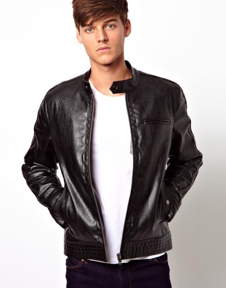 Asos Faux Leather Biker Jacket in Black for Men | Lyst