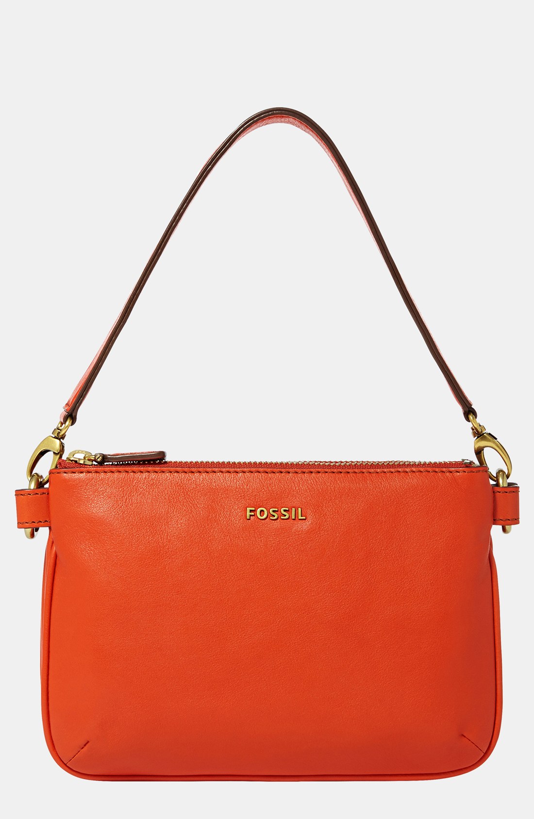 fossil orange leather purse