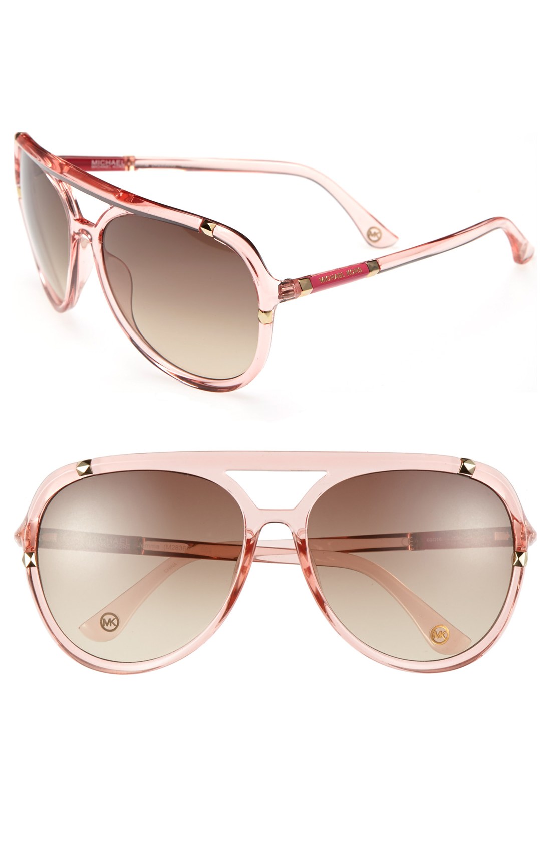 Michael Michael Kors Jemma 60mm Aviator Sunglasses In Pink Crystal Pink Lyst 3702