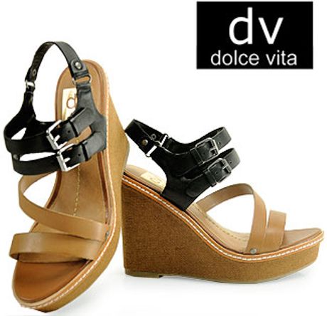 vita dolce sandal jobin wedge cognac tone platform