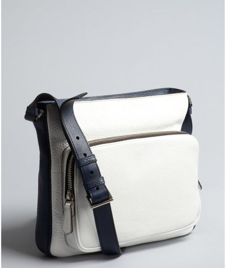 Prada Blue and White Colorblock Leather Shoulder Bag in White (blue) Prada Blue and White Colorblock Leather Shoulder Bag in White (blue)