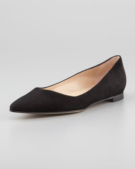 black suede pointed toe flats