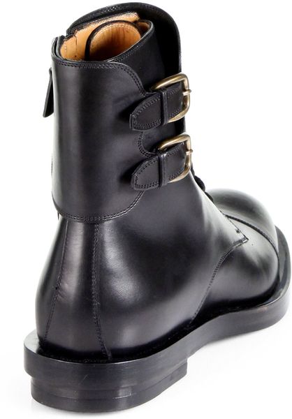gucci leather boots with buckle