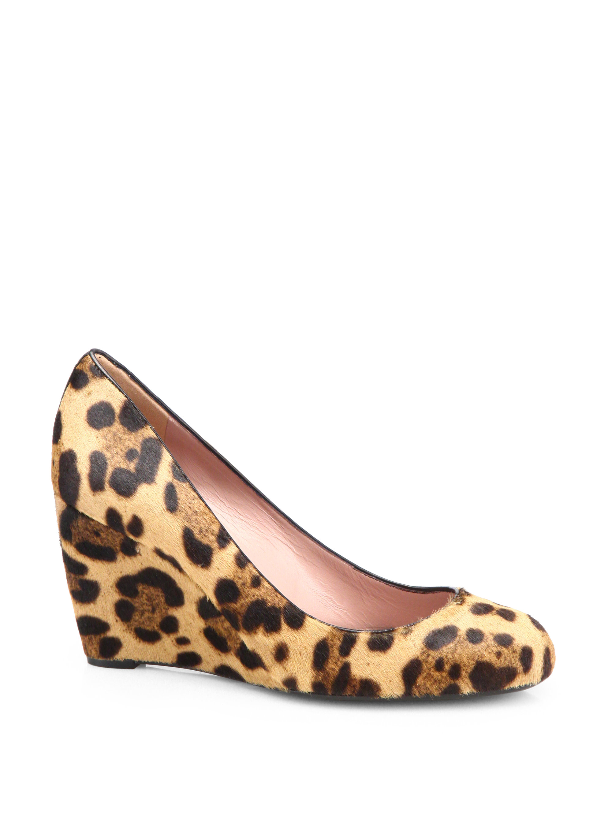Gucci Leopard-print Pony Hair Wedge Pumps in Beige (LEOPARD) | Lyst