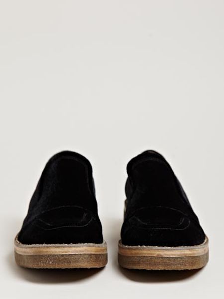 Dries Van Noten Womens Patterned Velvet Loafer Shoes in Blue (Black