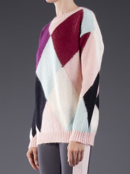 Msgm Diamond Patterned Sweater in Pink | Lyst