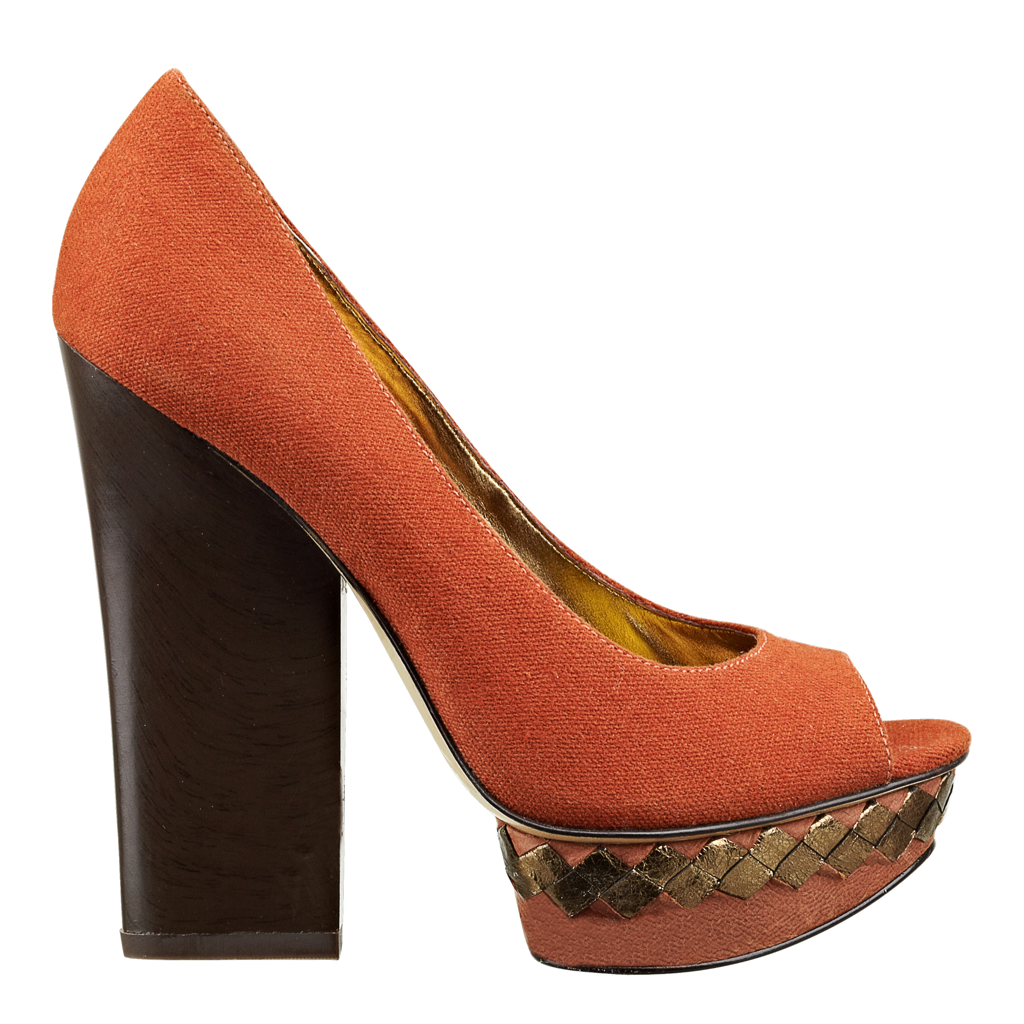 orange canvas pumps