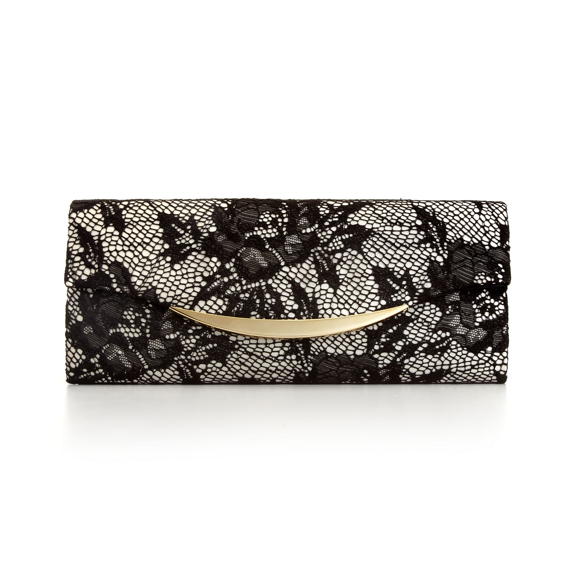 La Regale Lace Evening Clutch in Black (black/champagne) | Lyst