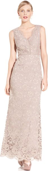 adrianna papell champagne gown