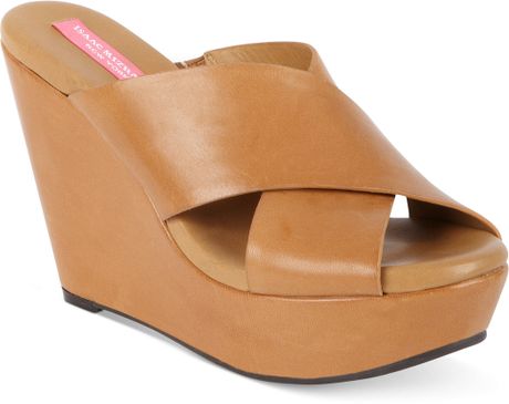 wedge sandals tan platform slide cora mizrahi isaac rustic york