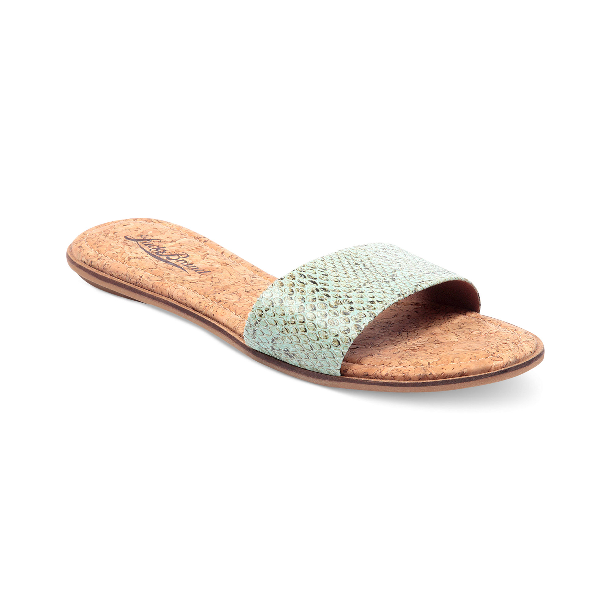 Lucky Brand Corina Flat Slide Sandals in Green (Mint Snake Print ...