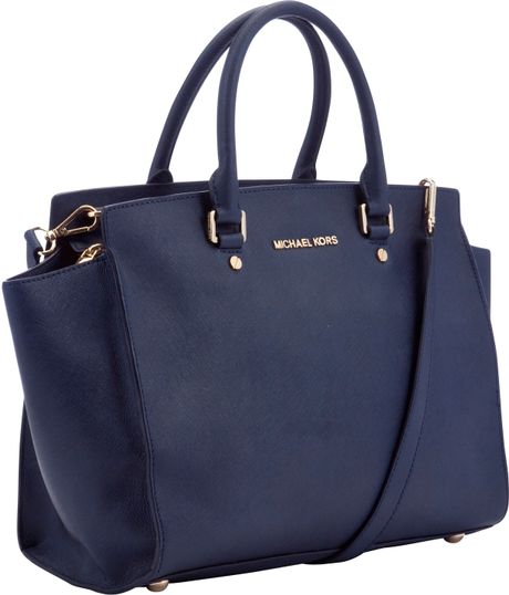 Michael Michael Kors Selma Leather Large Tote Bag in Blue (Navy)
