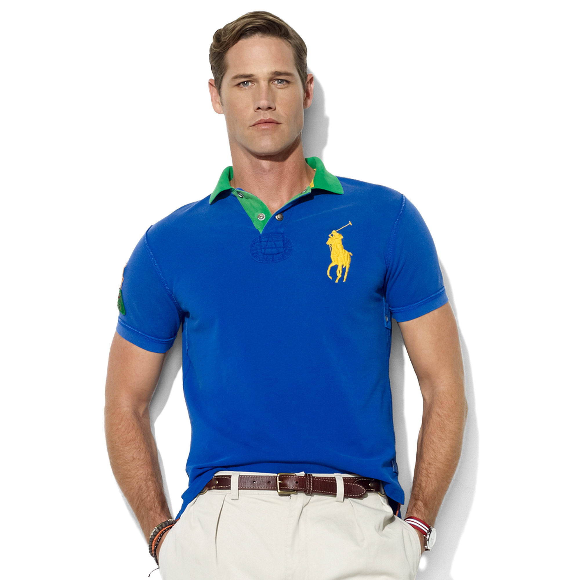 Ralph Lauren Classic Fit Short Sleeve Contrast Collar Mesh Polo Shirt