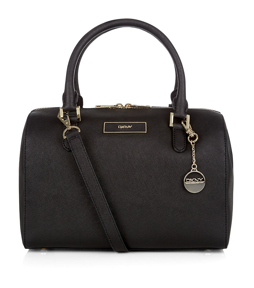 Dkny Saffiano Leather Bowling Bag in Black Lyst