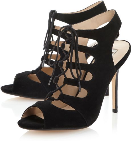 Dune Haven Lace Up Gladiator Sandals in Black (Black Suede) | Lyst