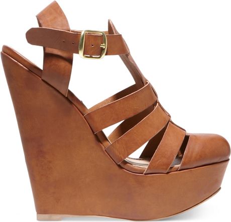 Steve Madden Luvely Fisherman Platform Wedge Sandals In Brown Taupe Lyst