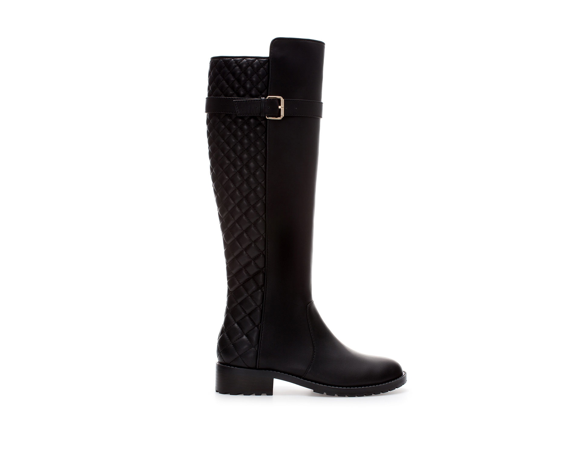 Zara Quilted Boot in Black | Lyst