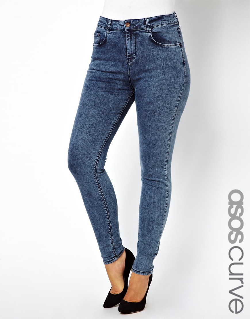 Asos Curve Ridley Skinny Jean In Acid Wash in Blue (Indigoacid) | Lyst