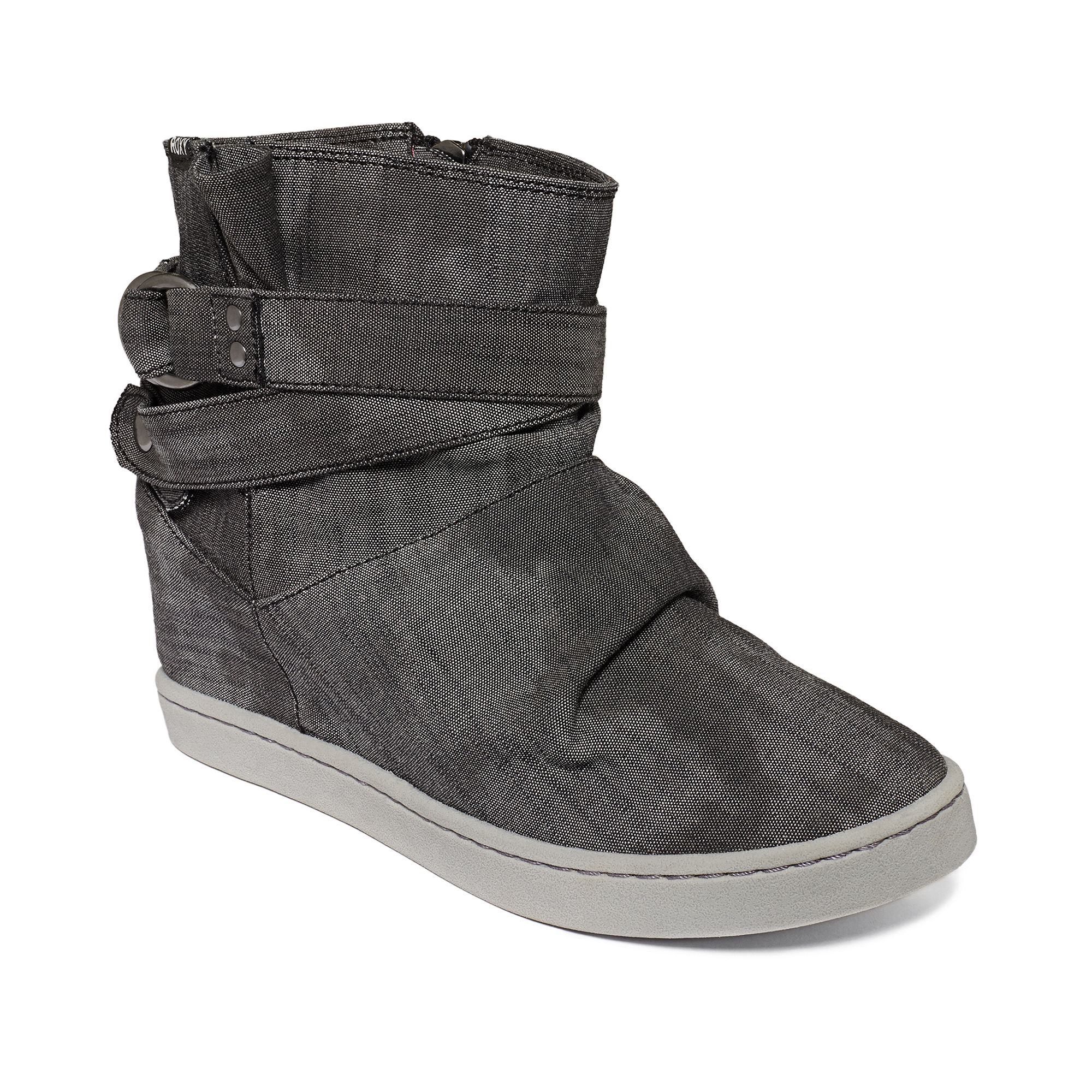 gray platform booties