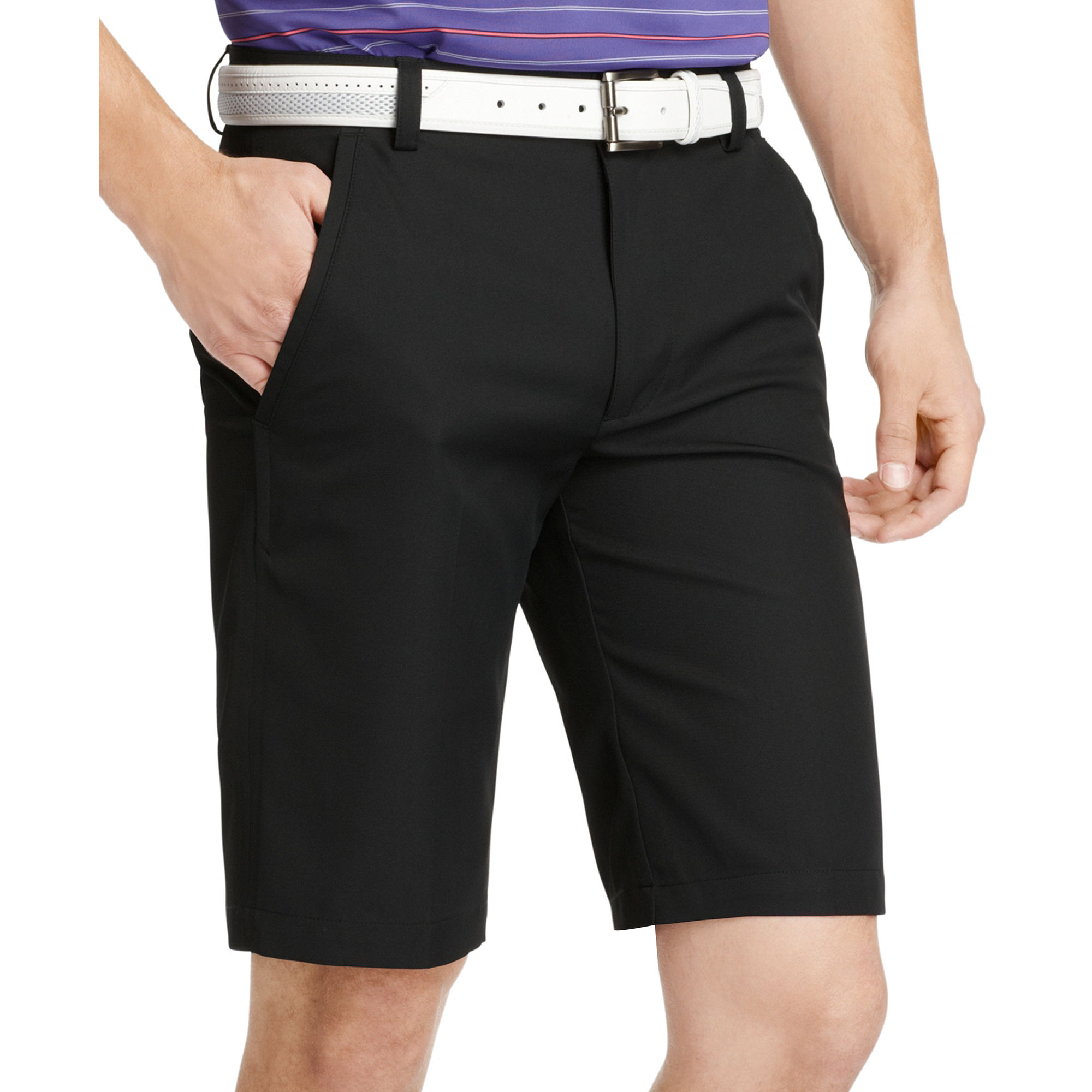 Izod Flat Front Slim Fit Shorts in Black for Men (White) Lyst