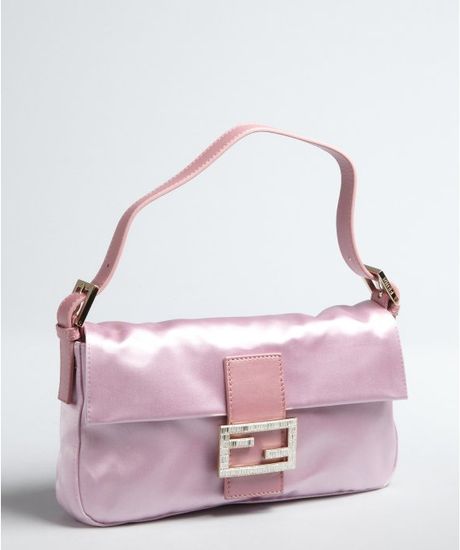 Fendi Pink Fabric and Leather Small Baguette Shoulder Bag in Pink | Lyst