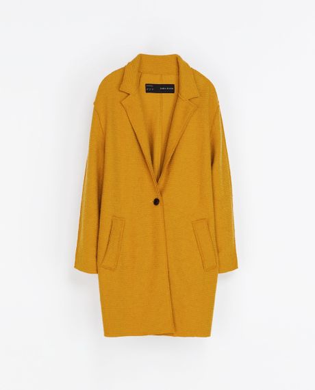 Zara Fantasy Coat in Yellow (Mustard) | Lyst