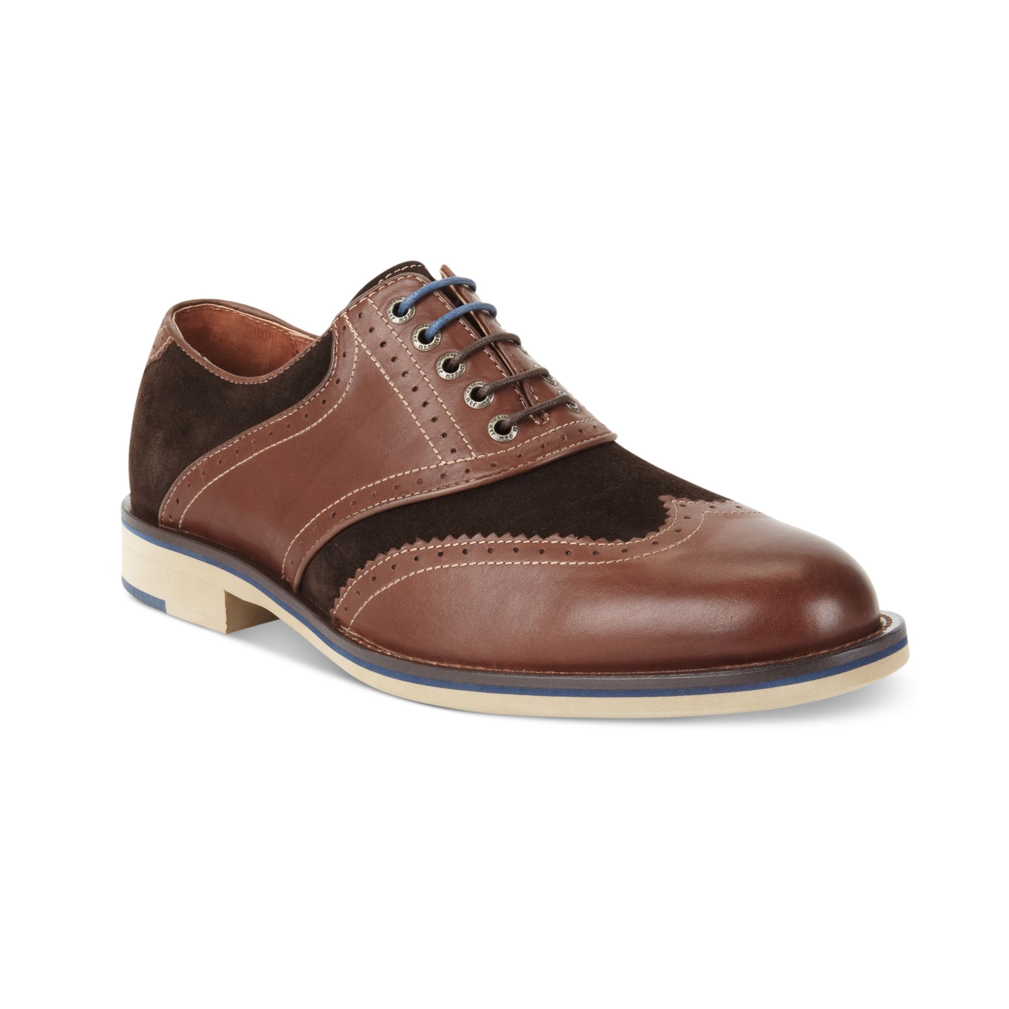 Johnston  Murphy Ellington Wingtip Laceup Shoes in Brown for Men ...