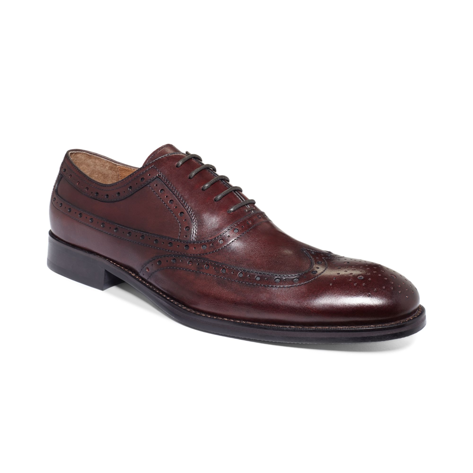 Johnston  Murphy Tyndall Wingtip Laceup Shoes in Red for Men ...