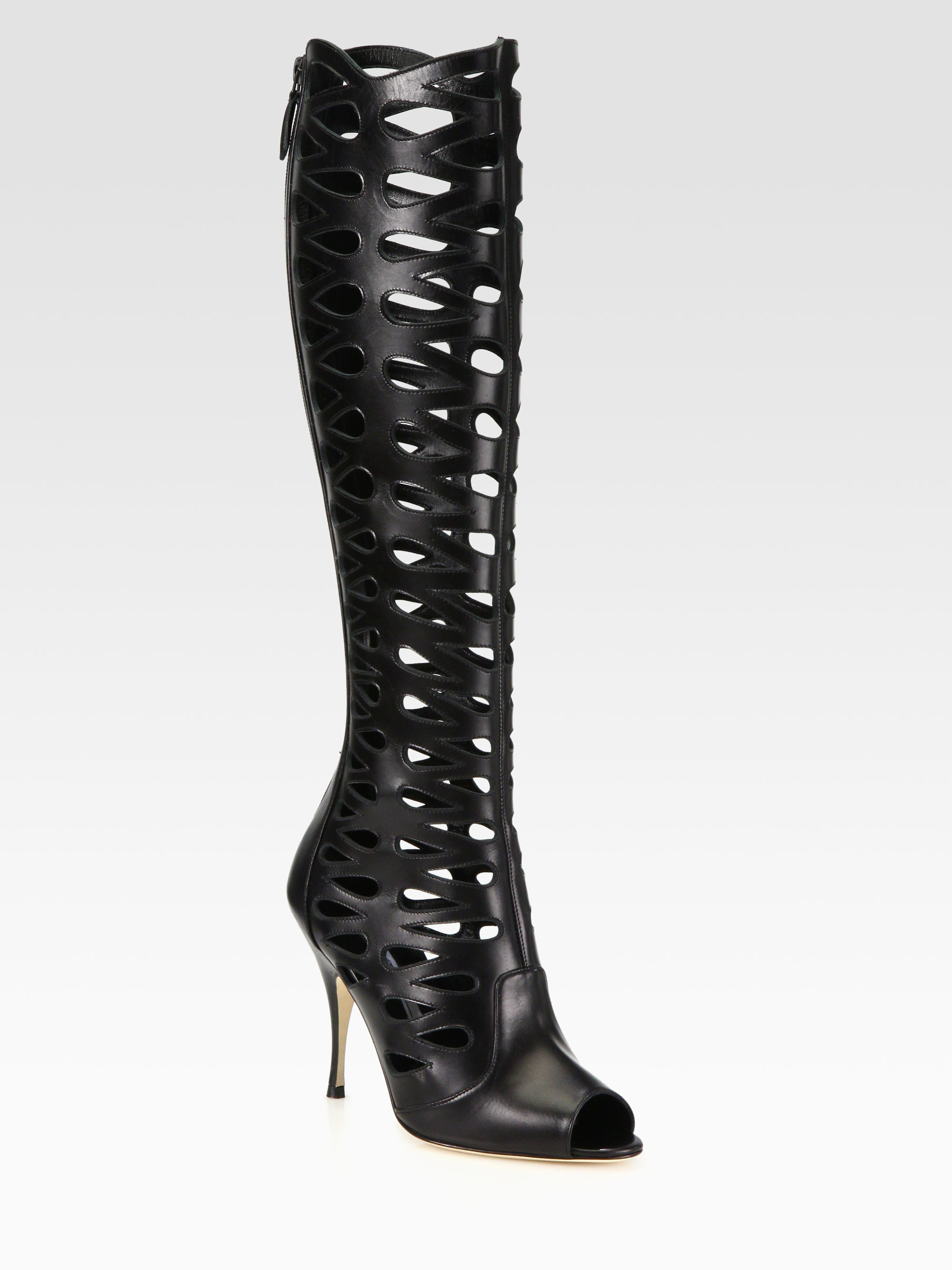 thigh high boots with cutouts