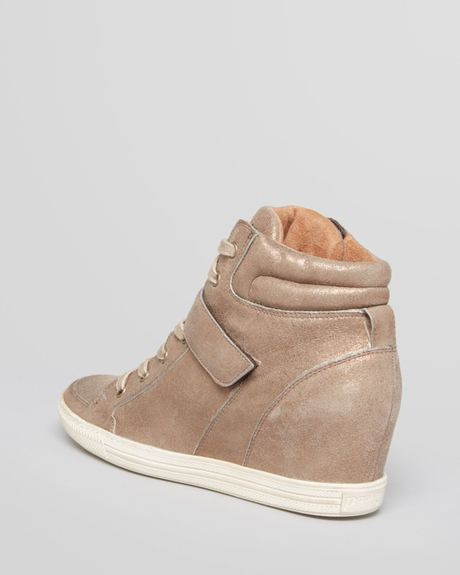 metallic gold wedge sneakers