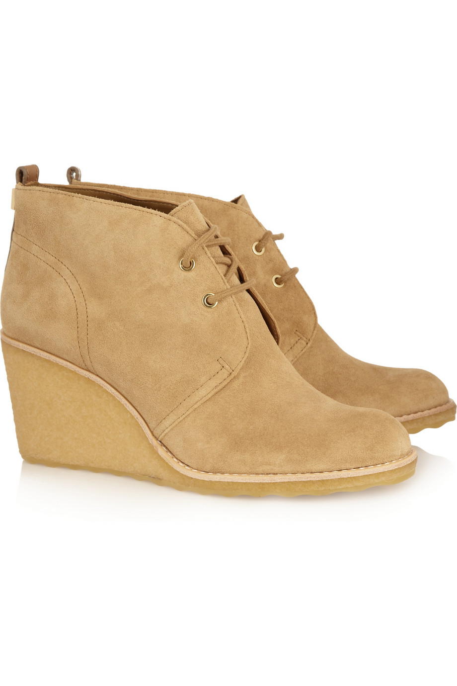 Tory Burch Vicki Suede Wedge Boots in Beige (Tan) | Lyst