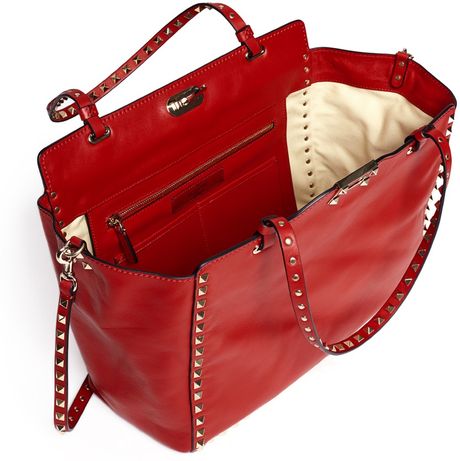 valentino rockstud tote red