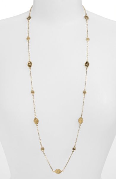 Anna Beck Gili Mini Disc Leaf Long Necklace in Gold (Gold ...