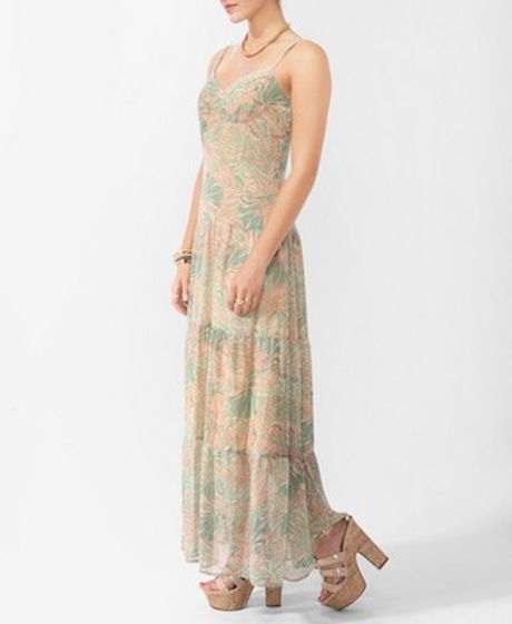 Forever 21 Abstract Prairie Maxi Dress in Orange (MINTPEACH)