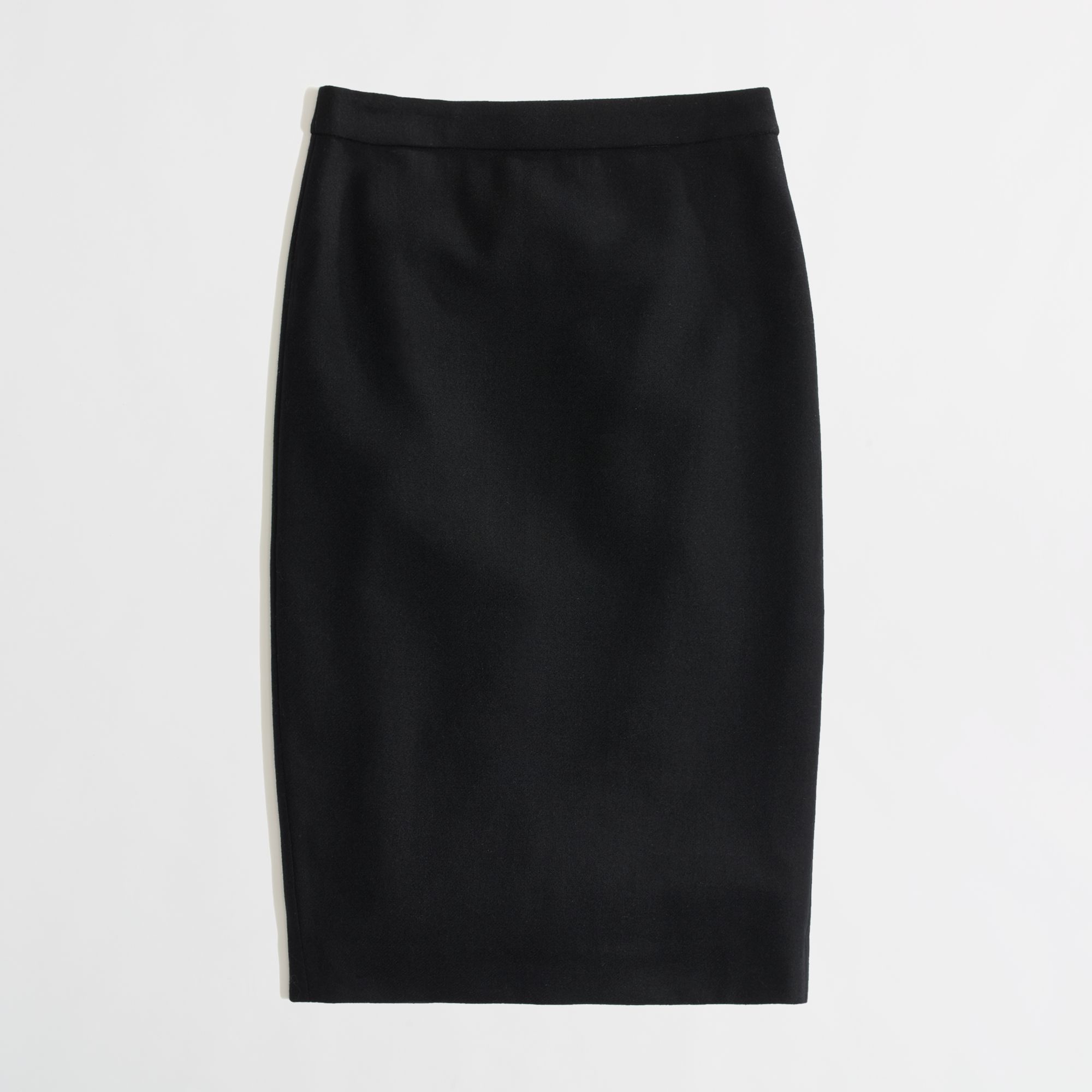 J.crew Factory Long Pencil Skirt in Doubleserge Wool in Black Lyst